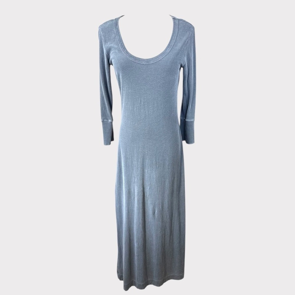 James Perse size 2 = Small the Rib arsenic Long Sleeve scoop neck maxi Dress - Picture 4 of 8